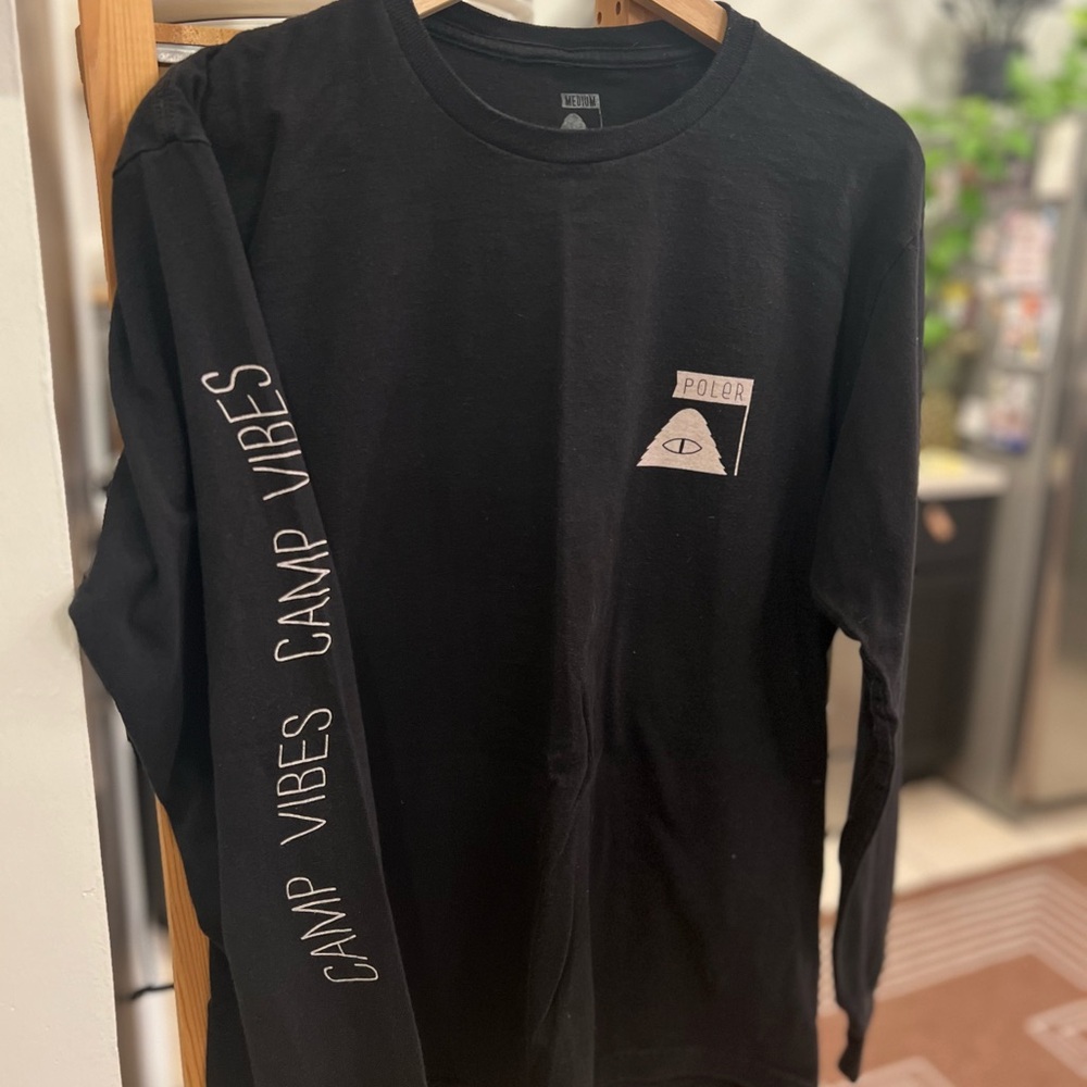 Black Long Sleeve Shirt with Camp Vibes Print